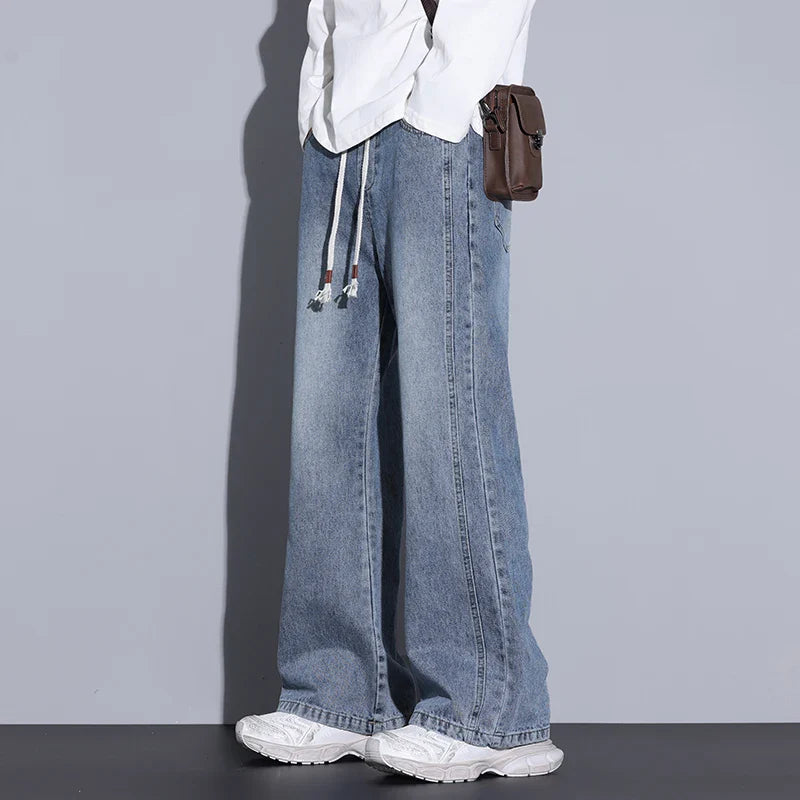 Men's Wide-Leg Denim Jeans with Drawstring | Arden