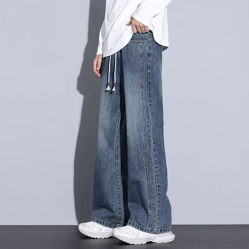Men's Wide-Leg Denim Jeans with Drawstring | Arden